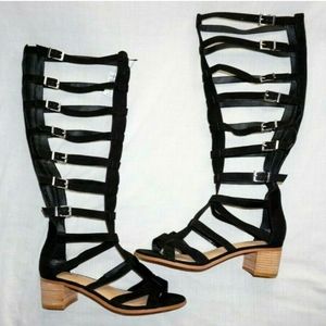Torrid Black Gladiator Sandal Heels 9.5 Wide Width